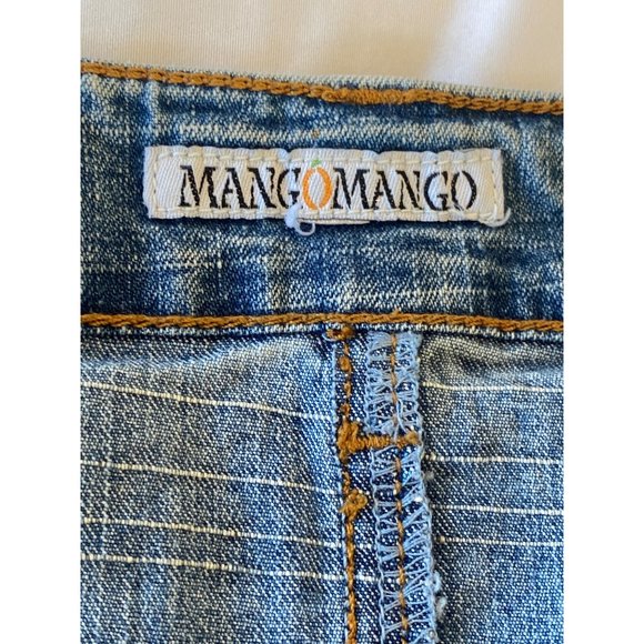 Mango Vintage Bead Applique Jean Skirt 33x25 5 pockets Cotton Stretch Medium - Picture 7 of 17